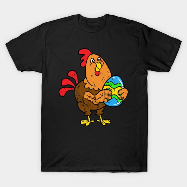 Retro Vintage Grunge Easter Chicken T-Shirt by happyeasterbunny